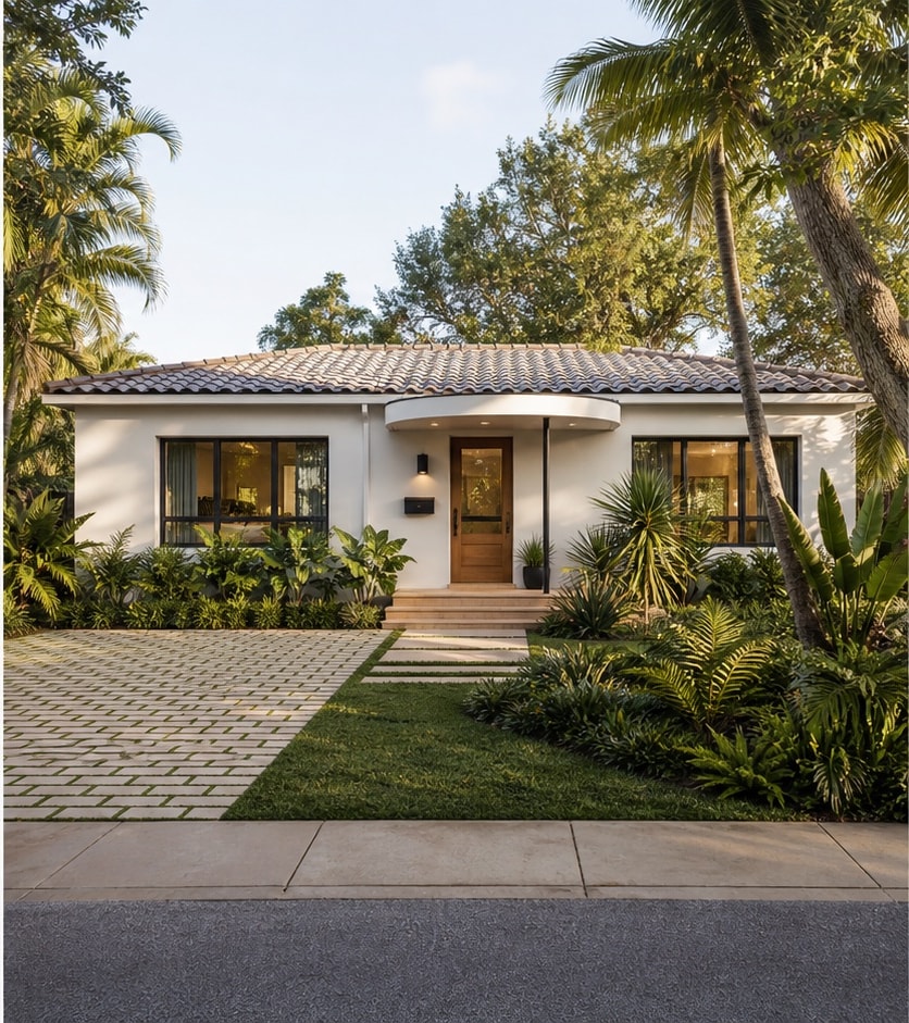 Visualización conceptual antes y después de reformar la misma vivienda de Miami — Después