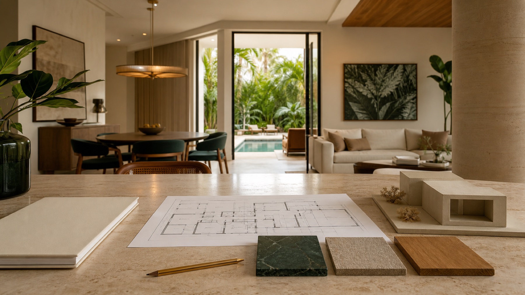 Residencia de Miami analizada con plano, materiales y modelo antes de la venta
